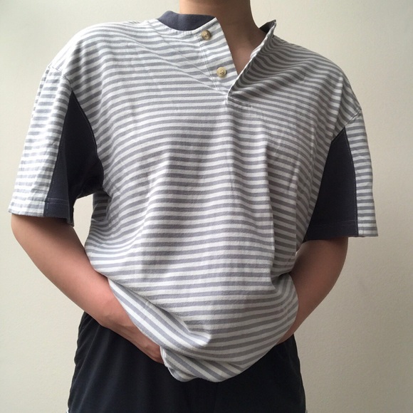 WOOD CASUALS striped “dad” tee - Picture 1 of 3